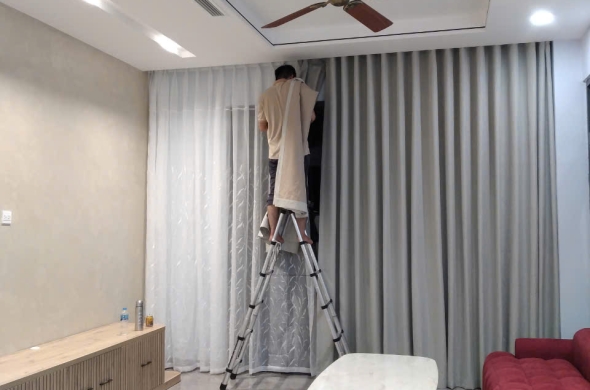 RÈM VẢI HAI LỚP+ RÈM CẦU VỒNG Q9