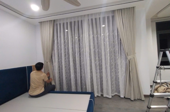 RÈM VẢI HAI LỚP+ RÈM CẦU VỒNG Q9