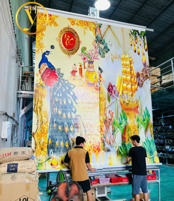 RÈM CUỐN IN TRANH VÀ LOGO